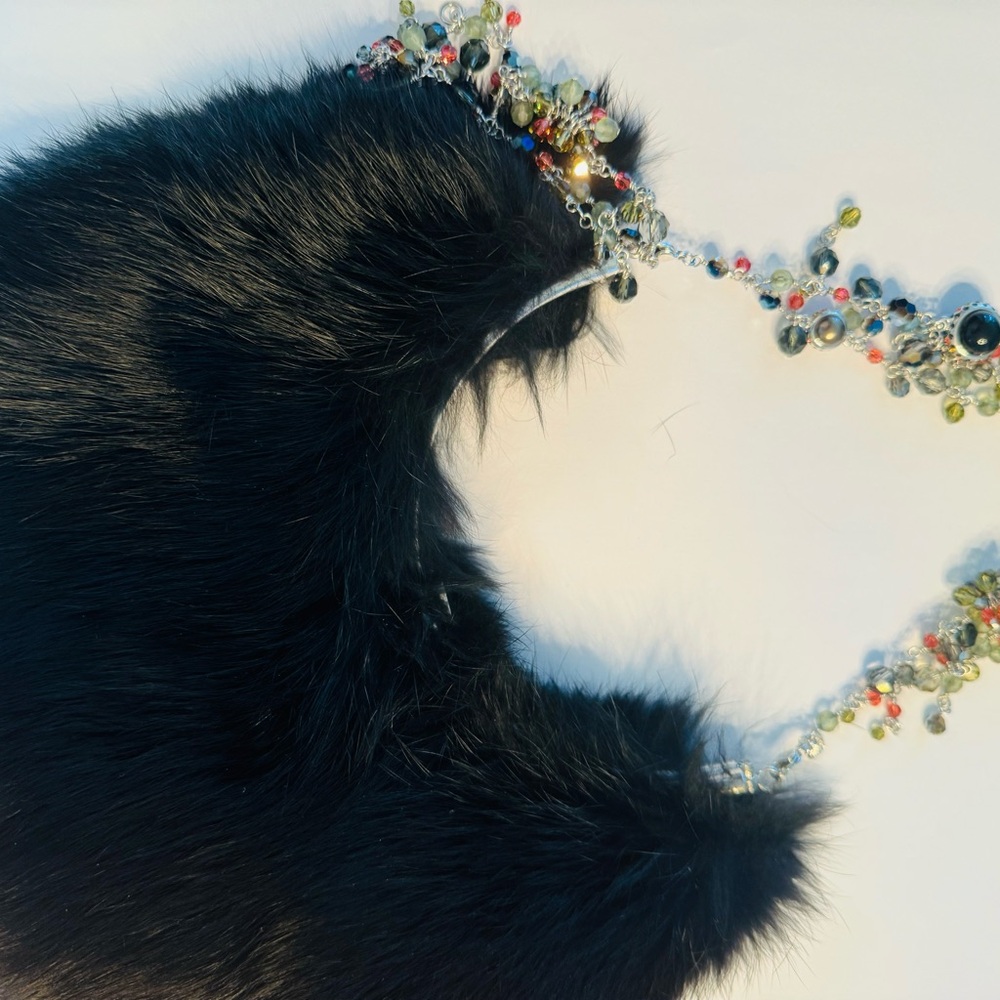 Couture Vintage Gorgeous Swarovski Fox Fur evening bag!❤️